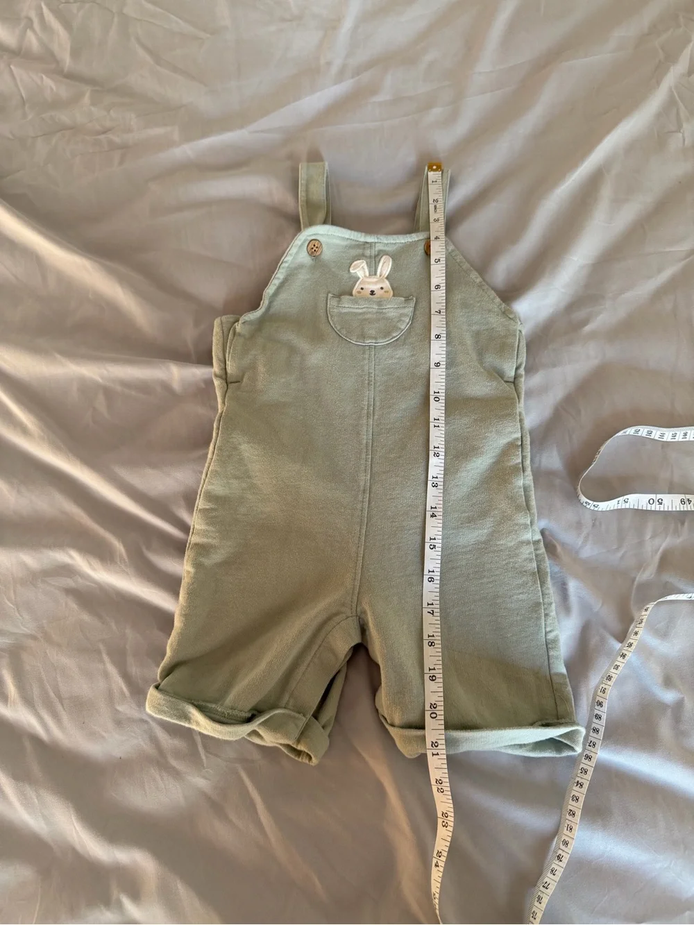 Carter's Light Green Bunny Embroidered Sleeveless Cotton Overall 18M Easter